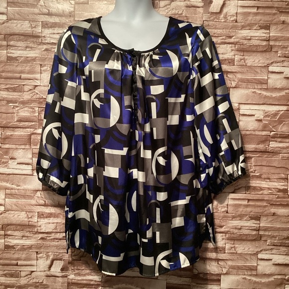 Sag Harbor Blue and White Blouse L - Picture 1 of 7